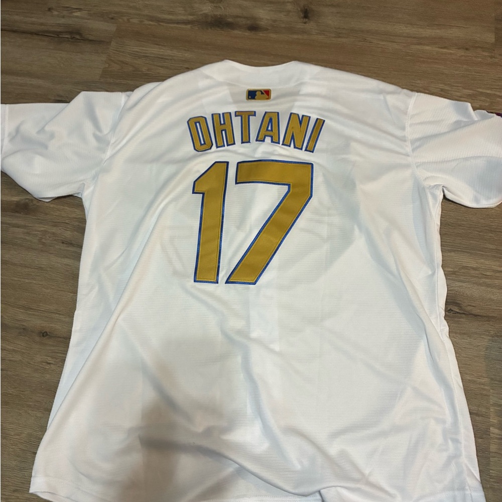 Shohei Ohtani Nike White and Gold Baseball Jersey